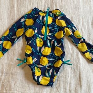 Cat & Jack Navy Swimsuit with Yellow Lemon Accents